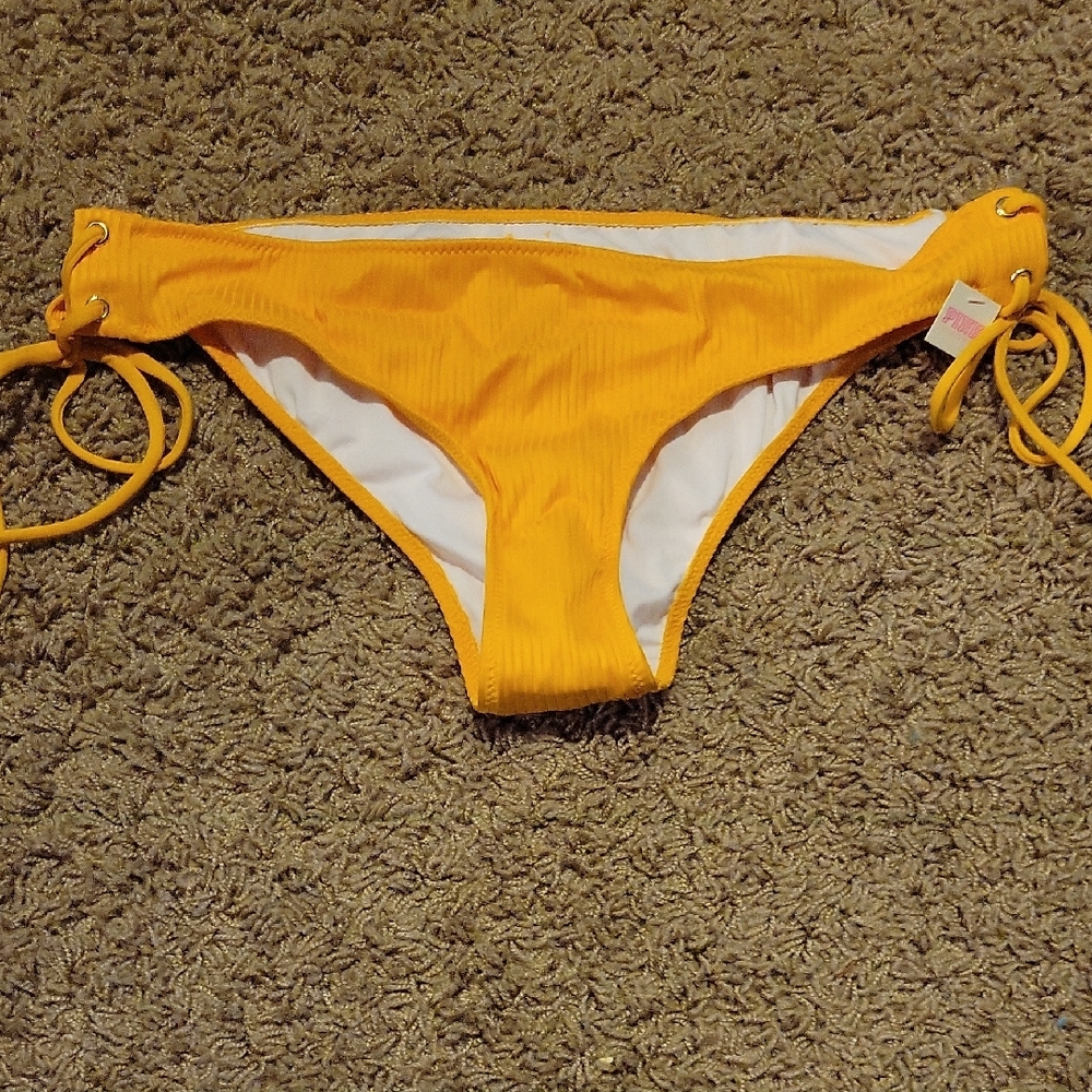 NWT PINK Victoria's Secret Yellow Bikini bottom with Adjustable Side Ties